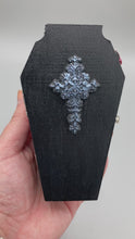 Load and play video in Gallery viewer, Vintage Inspired Wood Coffin Ring Box or Jewelry Box And Spooky But Cute VooDoo Doll
