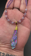 Load and play video in Gallery viewer, Rainbow Kyanite Natural Wired Stone Choker Style Necklace, Hippie Crystal Jewelry, Shabby Boho Chic, Natural Gemstone, Galaxy Stardust
