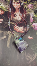 Load and play video in Gallery viewer, Wired Amethyst Natural Stone Pendant With Rainbow Hematite Star, Hand Beaded Galaxy Chocker Style Necklace, Celestial And Stars Jewelry
