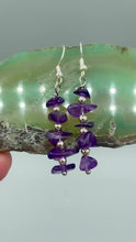 Load and play video in Gallery viewer, Purple Amethyst Stone Chip Beaded Earrings, Hippie Vibe, Shabby Chic, Boho Chic, Nature Inspired, Bohemian
