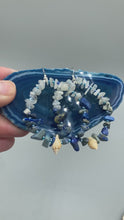 Load and play video in Gallery viewer, Lapis With White Moon Stone Chip Beaded Hoop Earrings, Hippie Vibe, Shabby Chic, Boho Chic, Nature Inspired, Bohemian
