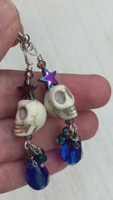 Load and play video in Gallery viewer, Misfits Skull Earrings, Galaxy Stardust, Witchy, Pastel Goth, Dia De Los Muertos Aretes, Day of the Dead
