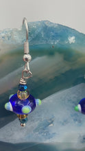 Load and play video in Gallery viewer, Bumpy Round Multicolored Lampworked Glass Beaded Earrings, Hippie Vibe, Fiesta Piñata Shaped Bead, Virus Shaped Glass Bead

