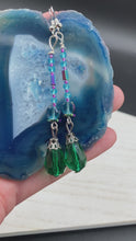 Load and play video in Gallery viewer, Whimsical Victorian Fairy Style Beaded Earrings, Hippie Vibe, Peacock Inspired Blue Green, Shabby Chic, Boho Chic, Nature Inspired, Bohemian
