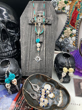 Load image into Gallery viewer, Frida Kahlo Inspired Glass Beaded Necklace, Vibrant Mexican Colors Adjustable Choker, Southwest Vibe Style Inspired Jewelry, Dia De Los Muertos Calaveras
