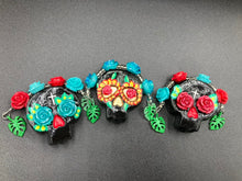 Load image into Gallery viewer, Day Of The Dead Skull Magnet, Dia De Los Muertos Calavera, Frida Khalo Inspired Skull Art
