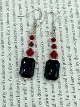 Load image into Gallery viewer, Dainty Black And Red Beaded Earrings, Shabby Chic, Boho Chic, Nature Inspired, Bohemian
