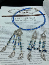 Load image into Gallery viewer, Moroccan Inspired Beaded Chandelier Style Earrings, Hippie Jewelry, Boho Chic, Silver Plated Leaf, Whimsical Fairy Princess, Garden Lovers
