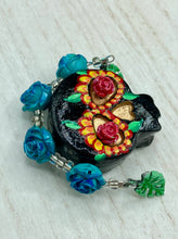 Load image into Gallery viewer, Day Of The Dead Skull Magnet, Dia De Los Muertos Calavera, Frida Khalo Inspired Skull Art
