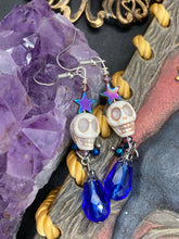 Load image into Gallery viewer, Misfits Skull Earrings, Galaxy Stardust, Witchy, Pastel Goth, Dia De Los Muertos Aretes, Day of the Dead
