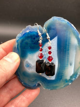 Load image into Gallery viewer, Dainty Black And Red Beaded Earrings, Shabby Chic, Boho Chic, Nature Inspired, Bohemian
