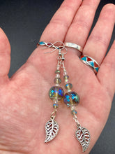 Load image into Gallery viewer, Whimsical Aqua Blue Beaded Earrings, Hippie Vibe, Shabby Boho Chic, Nature Inspired, Bohemian
