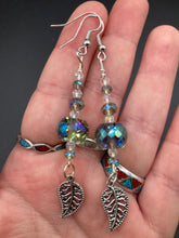 Load image into Gallery viewer, Whimsical Aqua Blue Beaded Earrings, Hippie Vibe, Shabby Boho Chic, Nature Inspired, Bohemian
