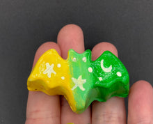 Load image into Gallery viewer, Starry Night Mini Bat Clay Art Magnet, Pastel Goth Art Work
