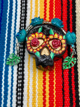 Load image into Gallery viewer, Day Of The Dead Skull Magnet, Dia De Los Muertos Calavera, Frida Khalo Inspired Skull Art
