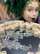 Load image into Gallery viewer, Dangling Smiling Crescent Moons Large Chandelier Earrings, Whimsical Fairy Princess, Witchy Celestial Astrology, Luna Lovers, Stardust
