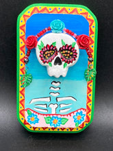 Load image into Gallery viewer, Day of the Dead Wall Art Decor, Frida Khalo Inspired Floral Skull Clay Art Home Decor
