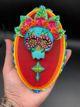 Load image into Gallery viewer, Day of the Dead Wall Art Decor, Frida Kahlo Inspired Clay Art Home Decor, La Muerte Calavera
