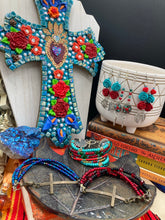 Load image into Gallery viewer, Horizontal Brass Cross Glass Beaded Bracelet, Crucifix Confirmation Communion Gift, Positivity Jewelry, Self Love Faith Jewelry, Christmas
