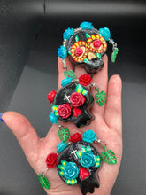 Load image into Gallery viewer, Day Of The Dead Skull Magnet, Dia De Los Muertos Calavera, Frida Khalo Inspired Skull Art
