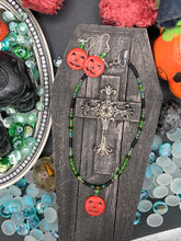 Load image into Gallery viewer, Jack-O- Lantern Large Pumpkin Bead Fish Hook Style Earrings, Spooky All Hallows Eve Costume Pumpkin Jewelry, Halloween Pumpkin Earrings
