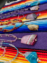Load image into Gallery viewer, Vibrant Purple Large Agate Natural Stone Pendant In Choker Style Necklace, Hippie Natural Stone Bead Necklace, Shabby Chic Bohemian Style
