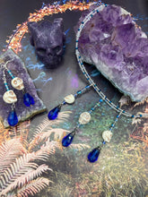 Load image into Gallery viewer, Dangling Howlite Misfits Skull Bead Fish Hook Earrings, Witchy Celestial, Pastel Goth, Dia De Los Muertos Calavera, Day of the Dead, Galaxy Cosmos
