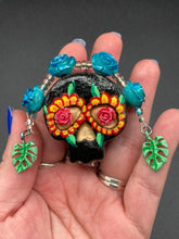 Load image into Gallery viewer, Day Of The Dead Skull Magnet, Dia De Los Muertos Calavera, Frida Khalo Inspired Skull Art
