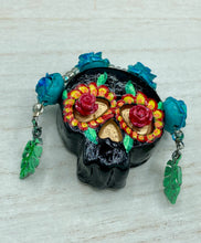 Load image into Gallery viewer, Day Of The Dead Skull Magnet, Dia De Los Muertos Calavera, Frida Khalo Inspired Skull Art

