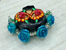 Load image into Gallery viewer, Day Of The Dead Skull Magnet, Dia De Los Muertos Calavera, Frida Khalo Inspired Skull Art
