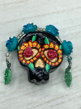 Load image into Gallery viewer, Day Of The Dead Skull Magnet, Dia De Los Muertos Calavera, Frida Khalo Inspired Skull Art
