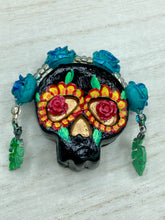 Load image into Gallery viewer, Day Of The Dead Skull Magnet, Dia De Los Muertos Calavera, Frida Khalo Inspired Skull Art
