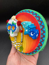Load image into Gallery viewer, Day of the Dead Wall Art Decor, Frida Khalo Inspired Floral Skull Clay Art Home Decor
