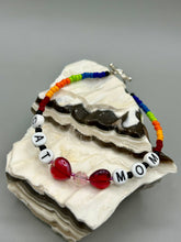 Load image into Gallery viewer, Rainbow Striped Glass Beaded Necklace, Bright Multicolor Beaded Jewelry, LGBTQ Pride Jewelry
