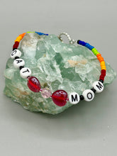 Load image into Gallery viewer, Rainbow Striped Glass Beaded Necklace, Bright Multicolor Beaded Jewelry, LGBTQ Pride Jewelry
