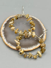 Load image into Gallery viewer, These Natural Bamboo chip and Clear with Gold Glass Beaded Hoop Earrings are a chic combination of neutral colors for versatility, allowing for a unique look whether dressed up or down.  Measurements: 1 1/2&quot; length
