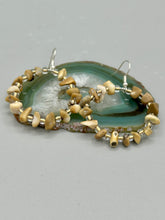 Load image into Gallery viewer, These Natural Bamboo chip and Clear with Gold Glass Beaded Hoop Earrings are a chic combination of neutral colors for versatility, allowing for a unique look whether dressed up or down.  Measurements: 1 1/2&quot; length
