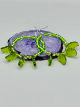Load image into Gallery viewer, Light green glass leaf beaded earrings are intricately designed, making them ideal for styling in all seasons. Measurements:  Earrings: 2 1/4&quot; length
