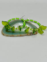 Load image into Gallery viewer, Light green glass leaf beaded earrings are intricately designed, making them ideal for styling in all seasons. Measurements:  Earrings: 2 1/4&quot; length
