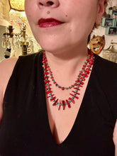 Load image into Gallery viewer, Southwest Style Inspired Red Coral And Turquoise Glass Beaded Necklace
