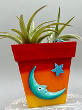 Load image into Gallery viewer, Crescent Moon And Butterfly Decorative Hand-painted Mini Wood Planter For Air Plants, Home Decor Wood Planter
