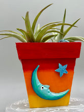 Load image into Gallery viewer, Crescent Moon And Butterfly Decorative Hand-painted Mini Wood Planter For Air Plants, Home Decor Wood Planter
