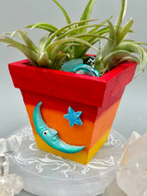 Load image into Gallery viewer, Crescent Moon And Butterfly Decorative Hand-painted Mini Wood Planter For Air Plants, Home Decor Wood Planter

