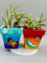Load image into Gallery viewer, Crescent Moon And Butterfly Decorative Hand-painted Mini Wood Planter For Air Plants, Home Decor Wood Planter
