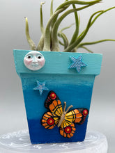 Load image into Gallery viewer, Crescent Moon And Butterfly Decorative Hand-painted Mini Wood Planter For Air Plants, Home Decor Wood Planter
