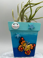 Load image into Gallery viewer, Crescent Moon And Butterfly Decorative Hand-painted Mini Wood Planter For Air Plants, Home Decor Wood Planter
