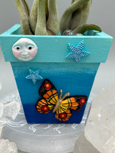 Load image into Gallery viewer, Crescent Moon And Butterfly Decorative Hand-painted Mini Wood Planter For Air Plants, Home Decor Wood Planter
