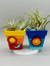 Load image into Gallery viewer, Crescent Moon And Sun Decorative Hand-painted Mini Wood Planter For Air Plants, Home Decor Wood Planter
