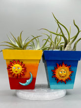Load image into Gallery viewer, Crescent Moon And Sun Decorative Hand-painted Mini Wood Planter For Air Plants, Home Decor Wood Planter

