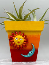 Load image into Gallery viewer, Crescent Moon And Sun Decorative Hand-painted Mini Wood Planter For Air Plants, Home Decor Wood Planter
